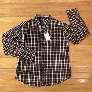 NWT men’s Bowery + Broome plaid dress shirt large